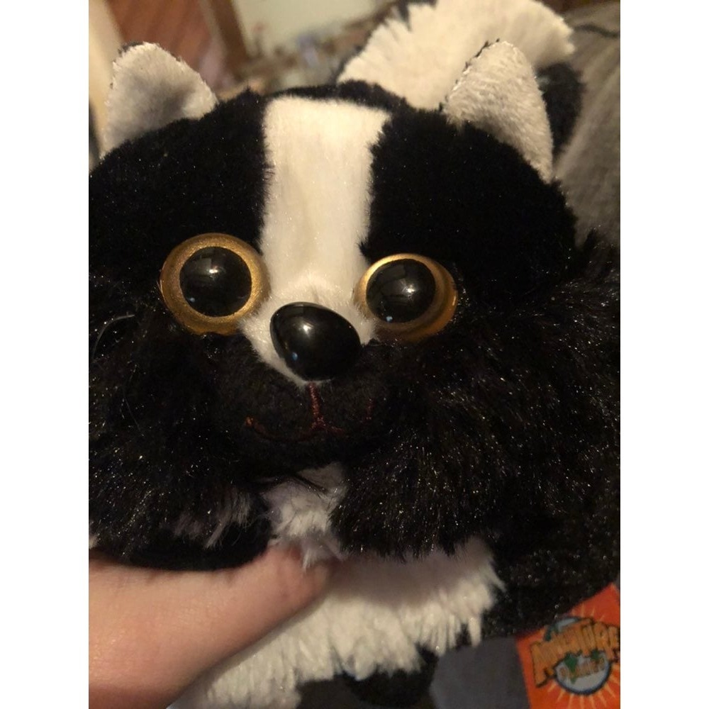 Adventure Planet Skunk Plush Stuffed Animal Black White Round 6 inch Toy - Picture 2 of 6